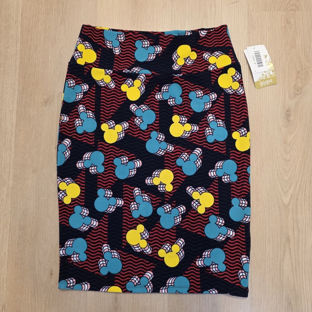 Lularoe × Disney Multicolor Mickey Mouse Knee Length Pencil Skirt Size Medium